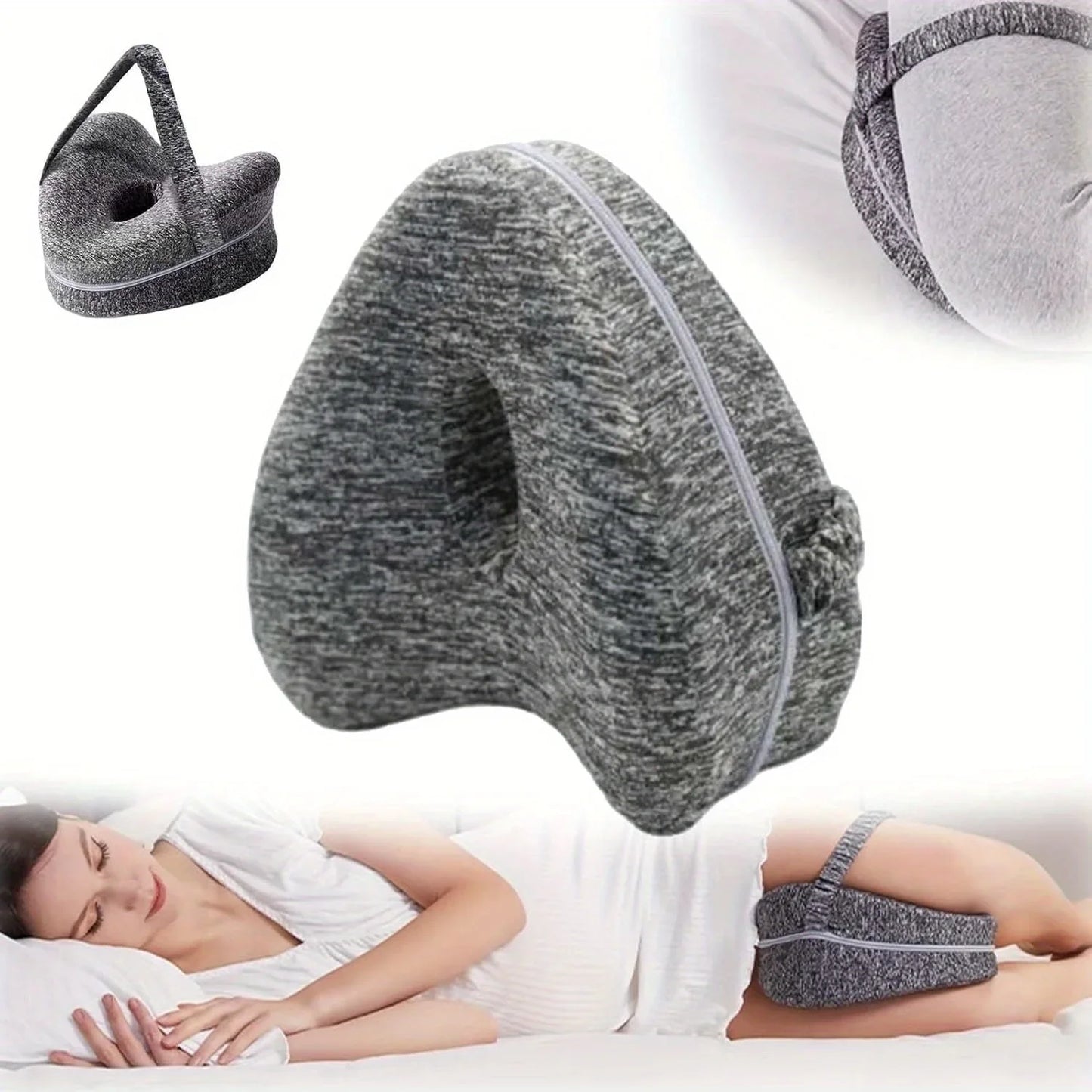 Memory Foam Orthopedic Knee Pillow For Side Sleepers- Sciatica, Hip & Back Pain Relief.