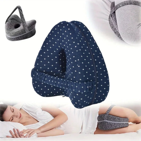 Memory Foam Orthopedic Knee Pillow For Side Sleepers- Sciatica, Hip & Back Pain Relief.