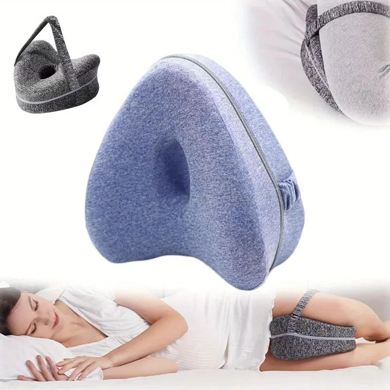 Memory Foam Orthopedic Knee Pillow For Side Sleepers- Sciatica, Hip & Back Pain Relief.